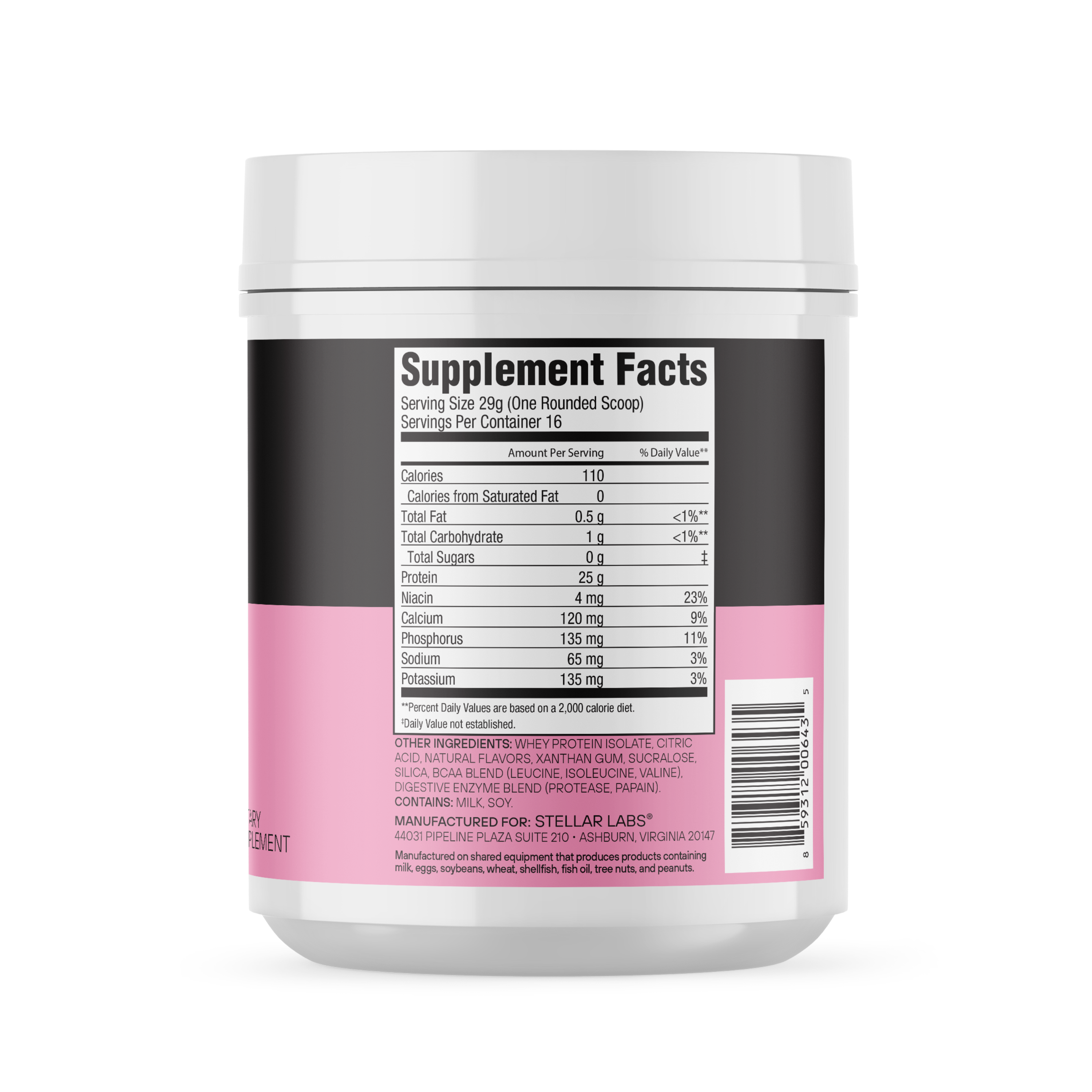 100% Isolate Whey Protein Shake Mixed Berry 1lb - Stellar Labs®